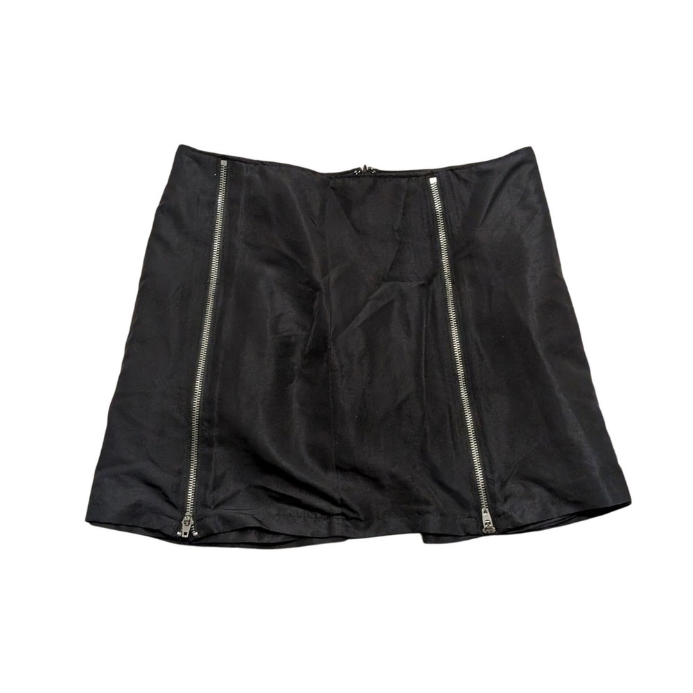 Luella Bartley Mini Skirt Womens 7 Black Zippers A Line NEW Grunge Punk Emo